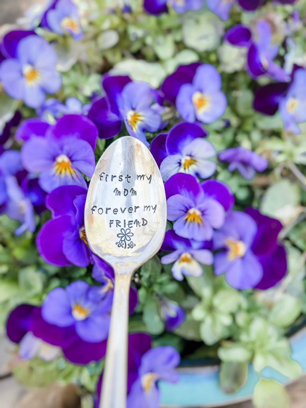 Vintage Novelty  Gift Stamped Spoon First My Mom Forever My Friend