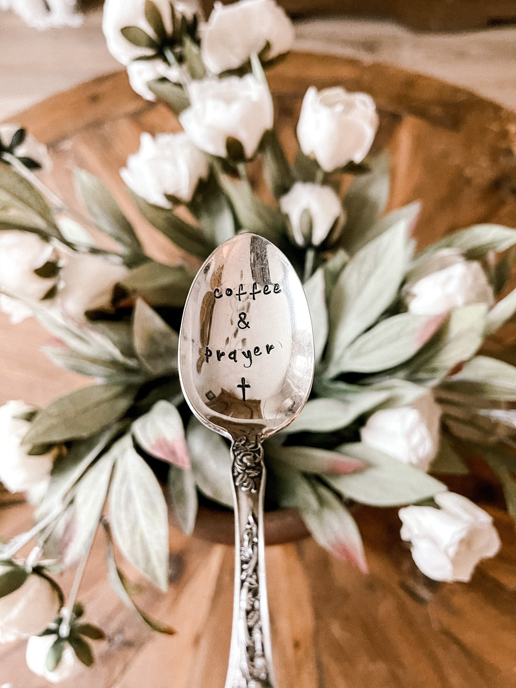 Coffee and Prayer Stamped Spoon